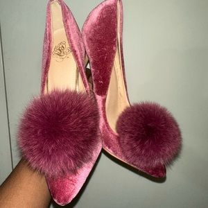 Magenta Pom Pom Pumps